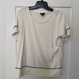 J. Jill Cream Short Sleeve Top with Black Trim